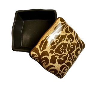 Echo Point Ceramic Trinket Box Green 3.5 x 3.5 Floral Traditional Home Decor